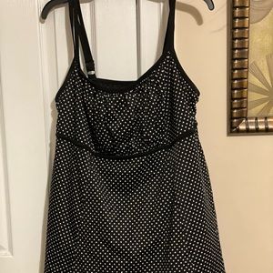 Longitude Womens One Piece Bathing Suit Polka Dot Black and White Skirt Bottom